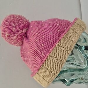 Vintage Wigwam Winter Hat Pink Pom-Pom Beanie Kids 90's Y2K
